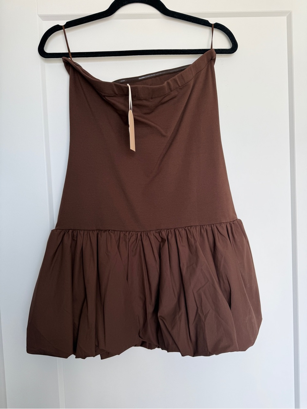 Brown Strapless Ruffled Mini Dress - Picture 2 of 2